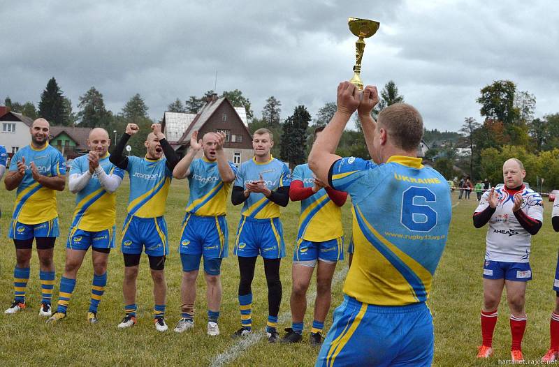 Utkání ME ČR - Ukrajina v rugby ve Vrchlabí.