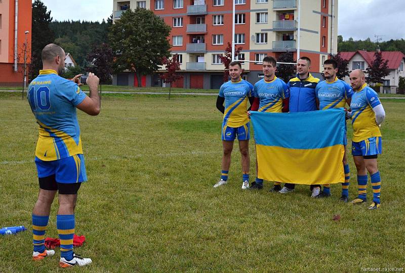 Utkání ME ČR - Ukrajina v rugby ve Vrchlabí.