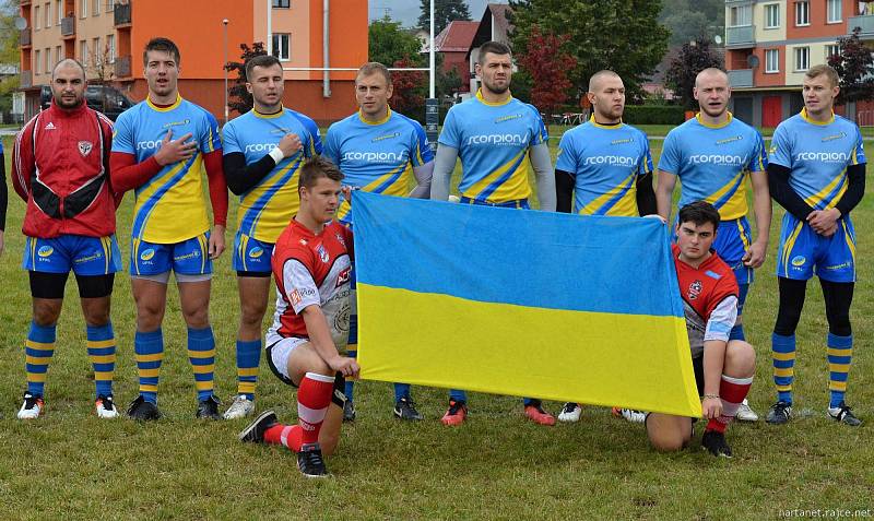 Utkání ME ČR - Ukrajina v rugby ve Vrchlabí.