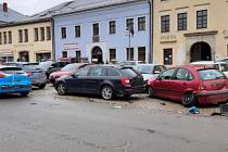 Nehoda na Husově náměstí v Polné. Foto: poskytla PČR