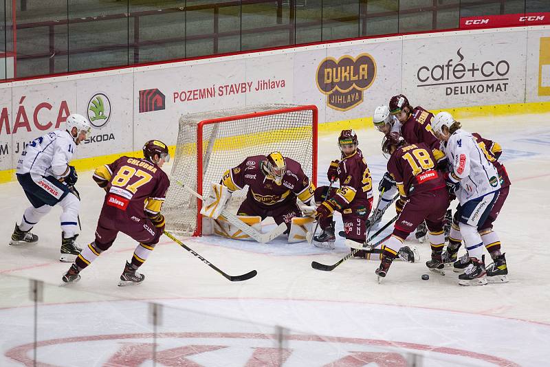 Utkání 15. kola hokejové Chance ligy mezi HC Dukla Jihlava a SC Kolín vyhrál domácí celek 6:0.