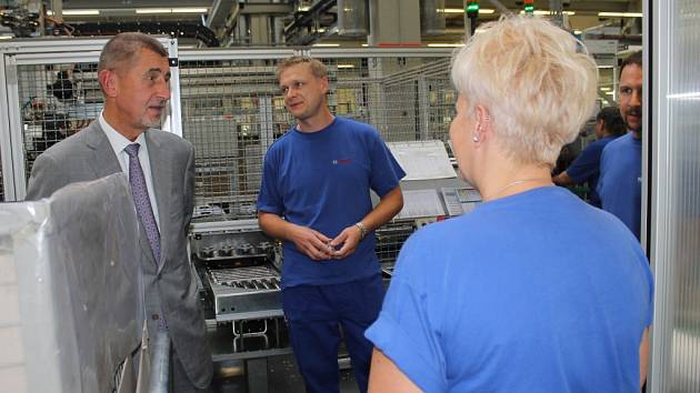 V rámci návštěvy jihavské firmy Bosch Diesel  se ministr financí Andrej Babiš potkal i se zaměstnanci firmy.