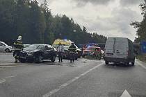 Nehoda na sjezdu z dálnice D1 u Jihlavy.