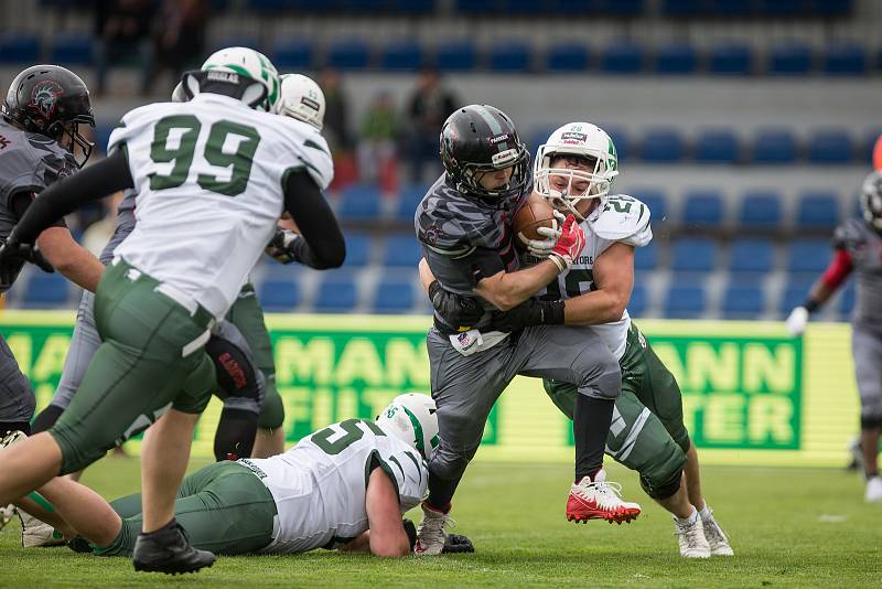 Utkání amerického fotbalu mezi Vysočina Gladiators a Brno Alligators.