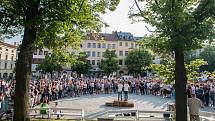 Na Masarykově náměstí v Jihlavě se 5. června sešli lidé na demonstraci proti premiérovi Andreji Babišovi a chystané vládě s podporou komunistů.