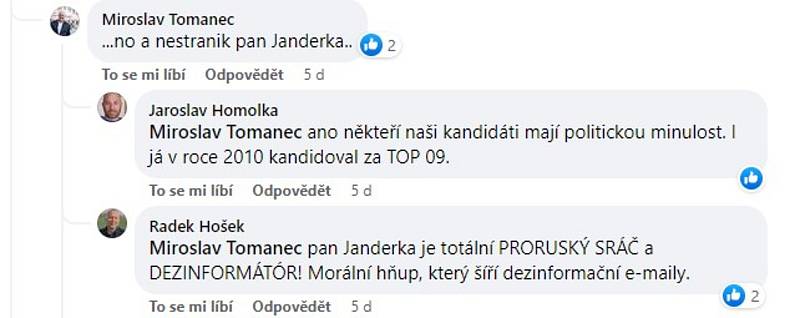 Problematický komentář, který Radek Hošek napsal 21. srpna.