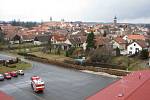 Pohled z věže zbrojnice na město Telč