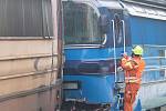 Srážka nákladního vlaku s lokomotivou dne 11. srpna 2020 v Jihlavě.