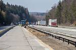 Rekonstrukce dálnice D1 u Humpolce dne 24. března 2020.