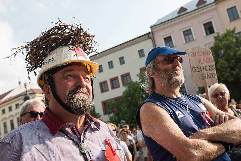 Na Masarykově náměstí v Jihlavě se 5. června sešli lidé na demonstraci proti premiérovi Andreji Babišovi a chystané vládě s podporou komunistů.