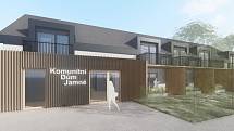Komunitní dům Jamné by mohli začít dělníci stavět za dva, tři roky. Vedení obce ale už má k dispozici projekt včetně vizualizací. Zdroj: se souhlasem Obce Jamné