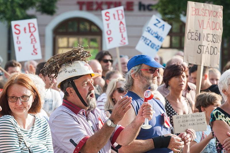 Na Masarykově náměstí v Jihlavě se 5. června sešli lidé na demonstraci proti premiérovi Andreji Babišovi a chystané vládě s podporou komunistů.