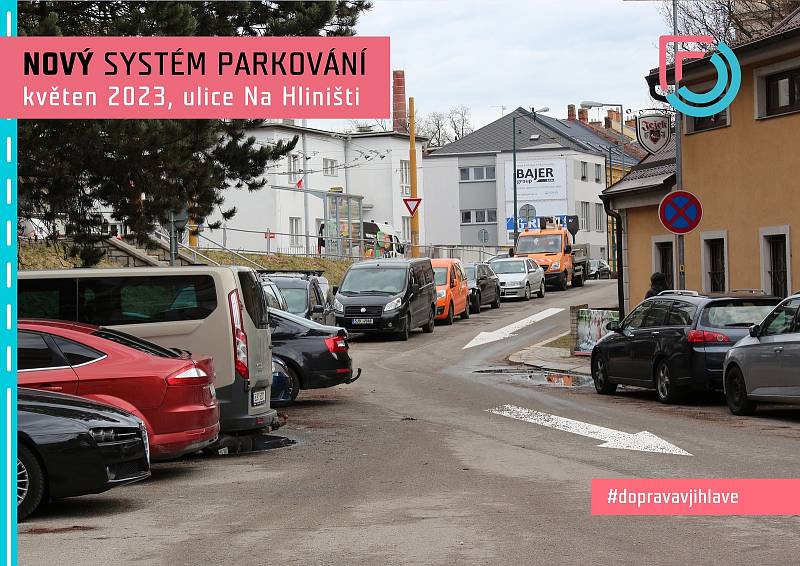 Jihlavská radnice na sociální sítě umístila vizualizace nových jednosměrných ulic s obřími šipkami. Ty ve skutečnosti na silnicích nebudou, nahradí je dočasné značky.
