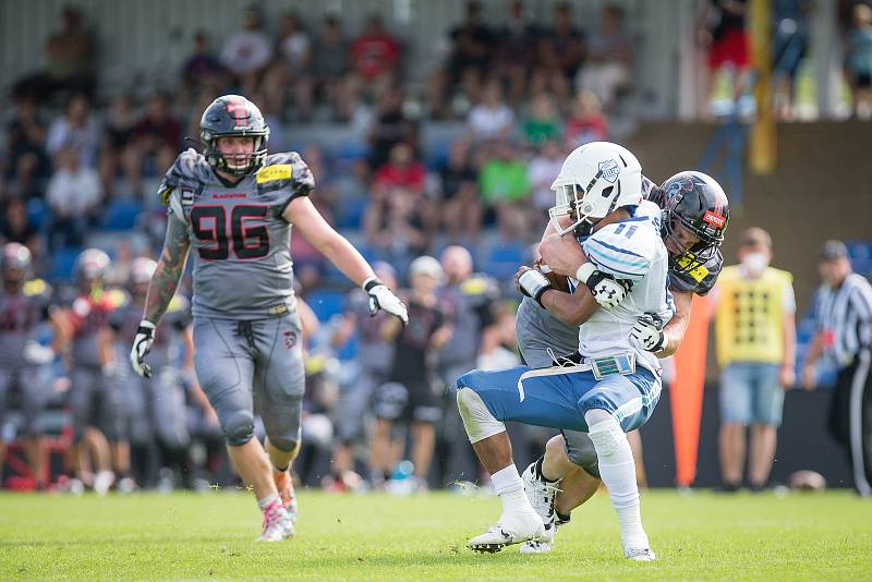 Utkání amerického fotbalu mezi Vysočina Gladiators a Ostrava Steelers.