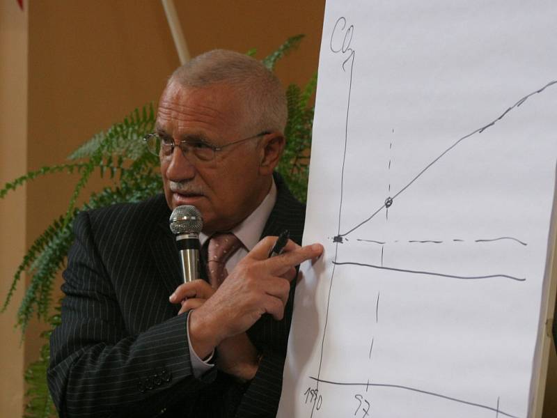 Václav Klaus odpovídal i na téma globálního oteplování.