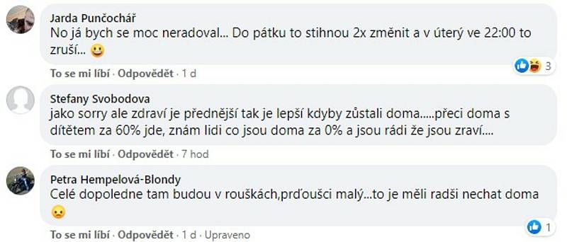 Na facebooku Žďárského deníku se čtenáři ve čtvrtek 12. listopadu vyjadřovali k návratu dětí do škol.