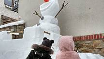 Sněhová socha Olaf. Foto: Jakub Skočdopole