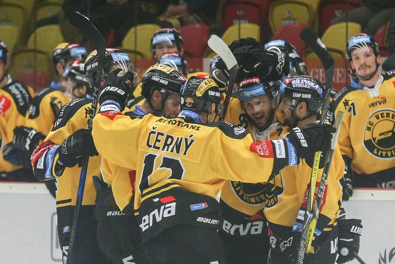 Utkání 4. kola skupiny o umístění v hokejové extralize: HC Dukla Jihlava - HC Verva Litvínov.