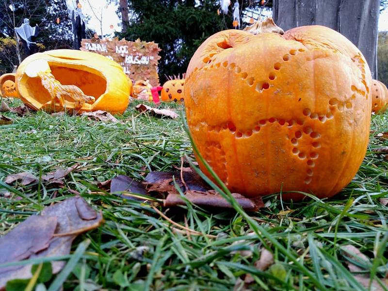 Ve Stonařově si členové místního Sokola připravili bohatou halloweenskou výzdobu.