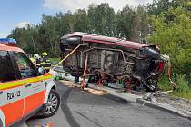 Tragická nehoda na 128. kilometru dálnice D1 u Meziříčka na Vysočině.