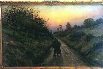 Cesta u Giverny při západu slunce. Impresionistická krajinomalba Václava Radimského pochází z roku 1898 a visí v obřadní síni polenské radnice.