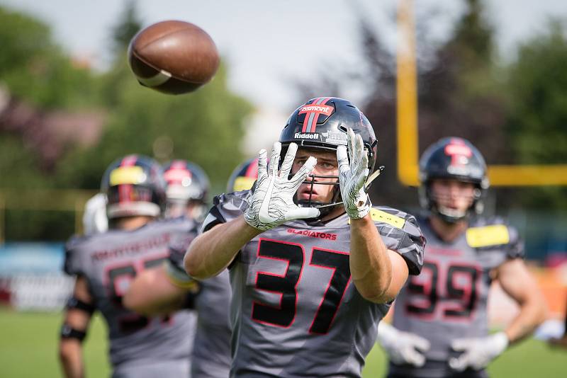 Utkání amerického fotbalu mezi Vysočina Gladiators a Ostrava Steelers.