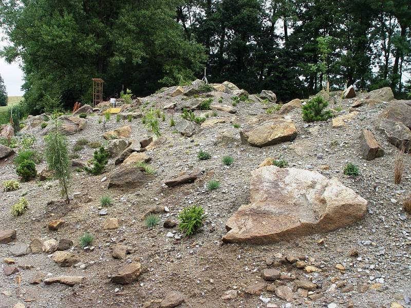 Pohled na nové arboretum v Třešti