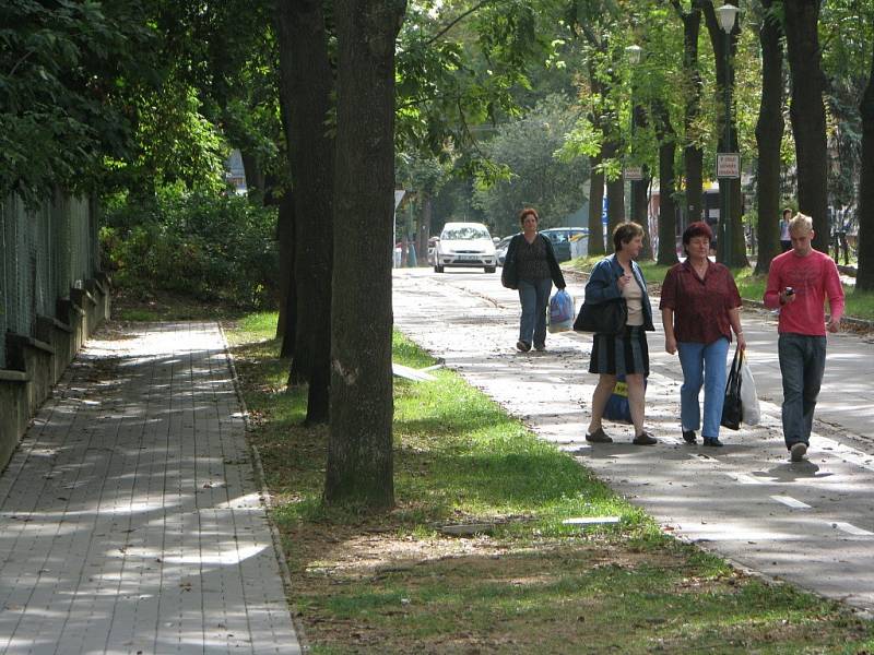 Cyklostezka od Věžní ulice po lávku u Kauflandu.