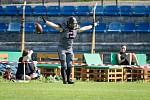 Během utkání amerického fotbalu mezi Vysočina Gladiators a Ostrava Steelers se osmdesátiyardovým touchdownem blýskl Jan Dunovský.