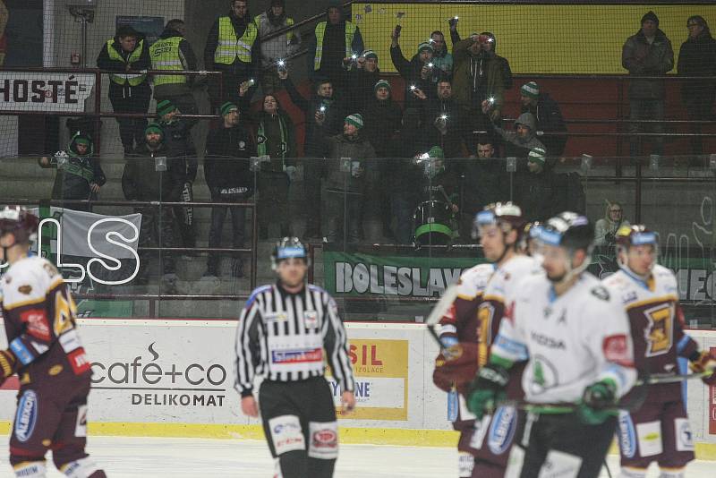 Utkání 5. kola skupiny o umístění v hokejové extralize: HC Dukla Jihlava - BK Mladá Boleslav.