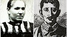 HILSNERIÁDA. Oběť a vrah? Vpravo na dobové ilustraci Hilsner, vlevo údajně Anežka Hrůzová. Později se ale ukázalo, že na fotografii je její příbuzná.