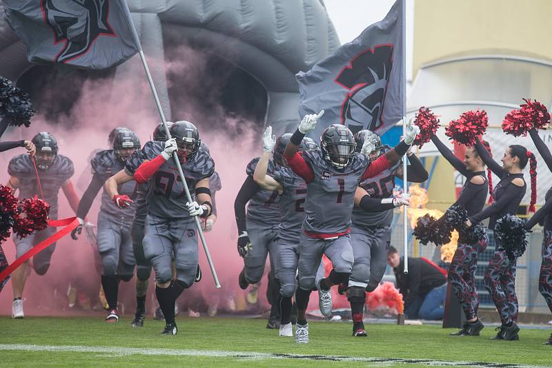 Utkání amerického fotbalu mezi Vysočina Gladiators a Brno Alligators.