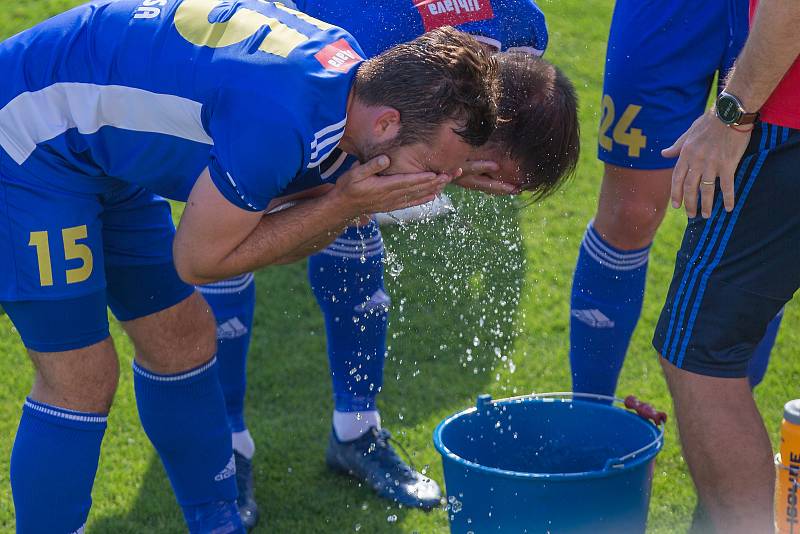 Fotbalové utkání 28. kola FNL mezi FC Vysočina Jihlava a 1. SK Prostějov.