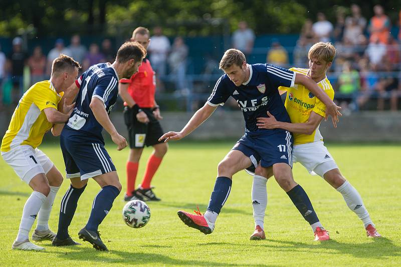 Fotbalové utkání MOL Cupu mezi SFK Vrchovina a FC Vysočina Jihlava.