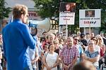 Na Masarykově náměstí v Jihlavě se 5. června sešli lidé na demonstraci proti premiérovi Andreji Babišovi a chystané vládě s podporou komunistů.