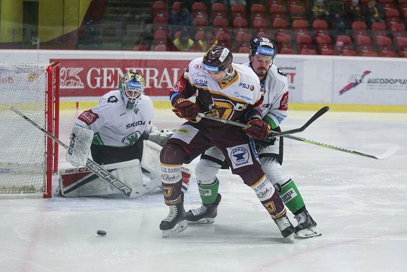 Utkání 5. kola skupiny o umístění v hokejové extralize: HC Dukla Jihlava - BK Mladá Boleslav.