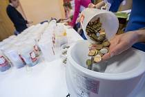 Sčítání darovaných peněz ze Tříkrálové sbírky v Oblastní charitě Jihlava.