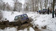 Povánoční ježdění v bahně a ledových krách v areálu pístovských mokřadů.