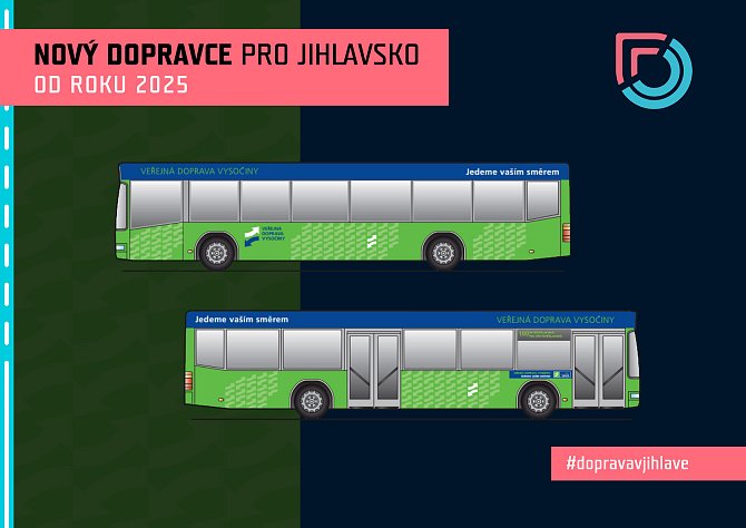 Novinkou bude i jednotný zelenomodrý vnější polep nových autobusů. Foto: Facebook Doprava v Jihlavě