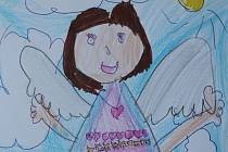 Andělíček, jak ho namalovala pětiletá Adélka.