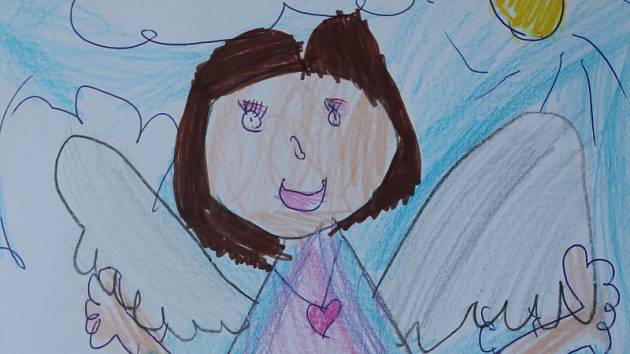 Andělíček, jak ho namalovala pětiletá Adélka.