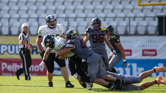 Zápas amerického fotbalu mezi Vysočina Gladiators a Blades Ústí nad Labem.