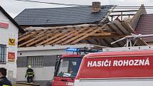 Vichřice Sabine poškodila 10. února 2020 několik střech v Rohozné na Jihlavsku.