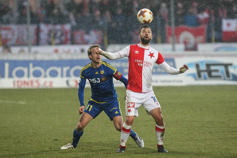 Zápas 17. kola první fotbalové ligy mezi FC Vysočina Jihlava a SK Slavia Praha, 17. února 2018 v Jihlavě.