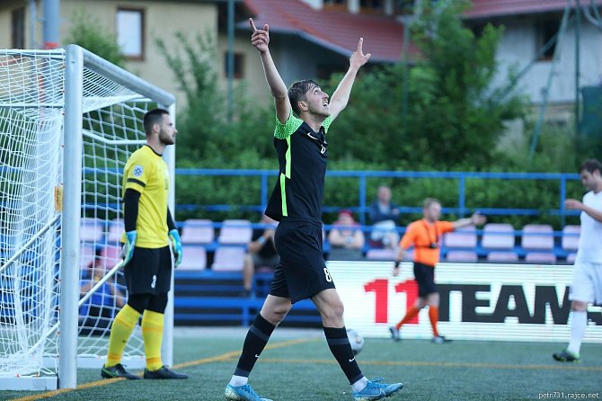 Jihlavský útočník Richard Svoboda ve finále Superfinále malého fotbalu.