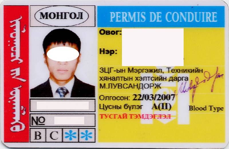 Upravené foto zadrženého mongolského ŘP.