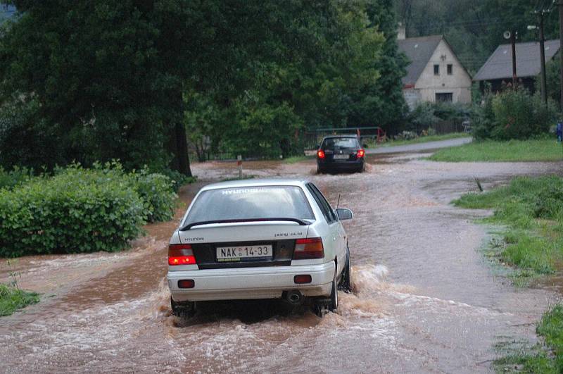 Povodeň v Křinicích ze dne 31. srpna.