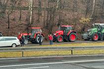 Protest rolníků v polském příhraničním městě Kudowa-Zdrój v pátek 8. února