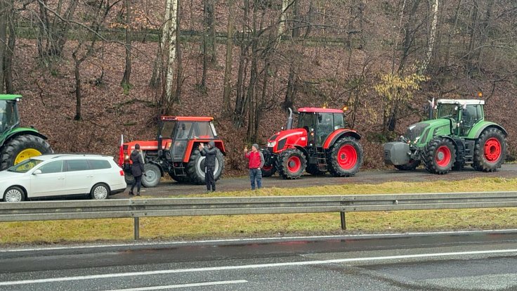 Protest rolníků v polském příhraničním městě Kudowa-Zdrój v pátek 8. února.