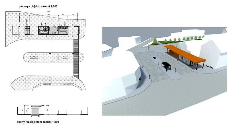 Studie nového autobusového terminálu Rychta v Novém Městě nad Metují. 